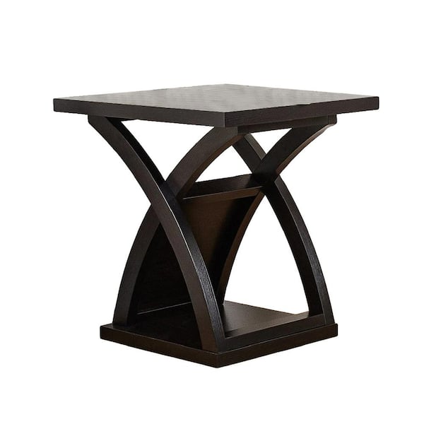SIMPLE RELAX Espresso Wooden End Table with x-Cross Support