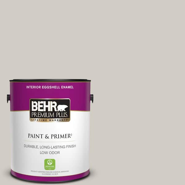 BEHR PREMIUM PLUS 1 gal. Home Decorators Collection #HDC-NT-20 Cotton Grey Eggshell Enamel Low Odor Interior Paint & Primer