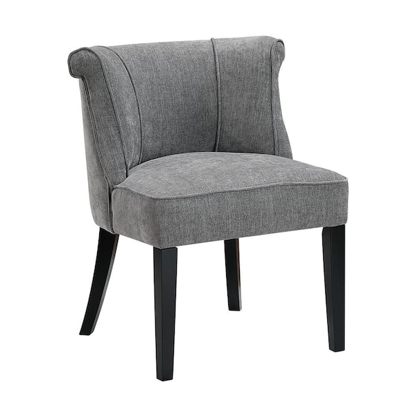Lazzara Urielle Charcoal Textured Fabric Upholstery Solid Wood Accent Armless Chair