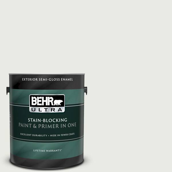 BEHR ULTRA 1 gal. #UL260-15 Gallery White Semi-Gloss Enamel Exterior Paint and Primer in One