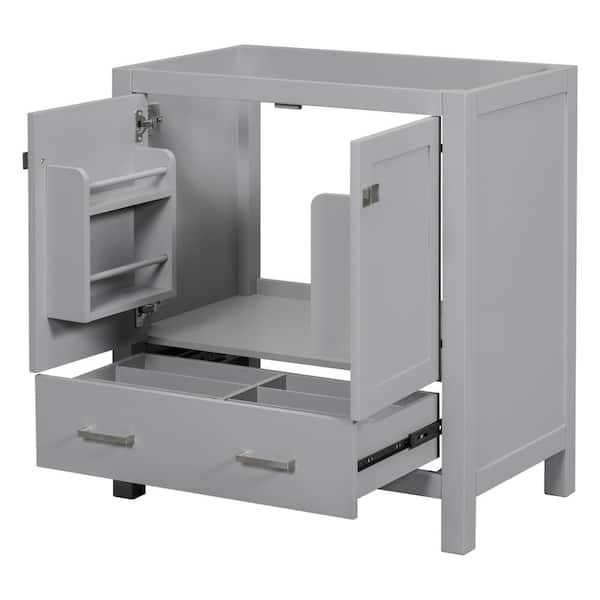 Aoibox Cabinet Only 30 in. W x 18 in. D x 34 in. H Bath Vanity Cabinet without Top with USB in Gray