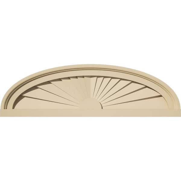 Ekena Millwork 24-in W x 7-in H x 2-in P Elliptical Sunburst Signature Urethane Pediment, Primed Tan
