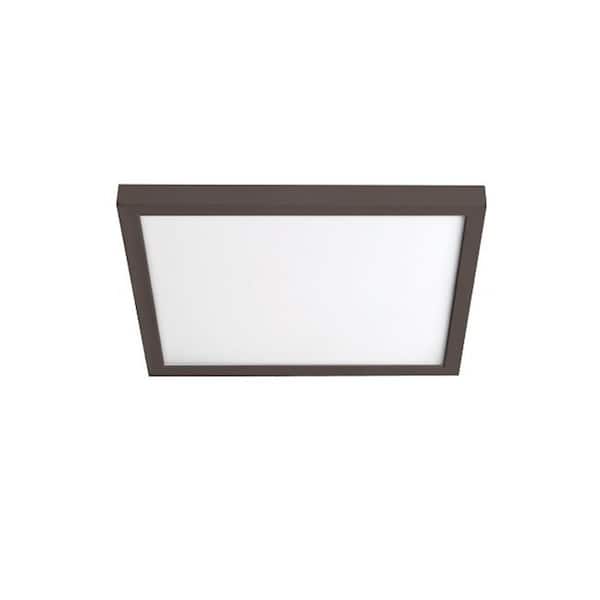 Square 11 in. 1-Light Bronze LED Flush Mount 3500K