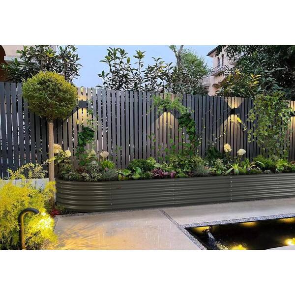 Garden mamaさま専用 Grey 144 in. x 36 in. x 18 in. Oval Galvanized Steel Outdoor