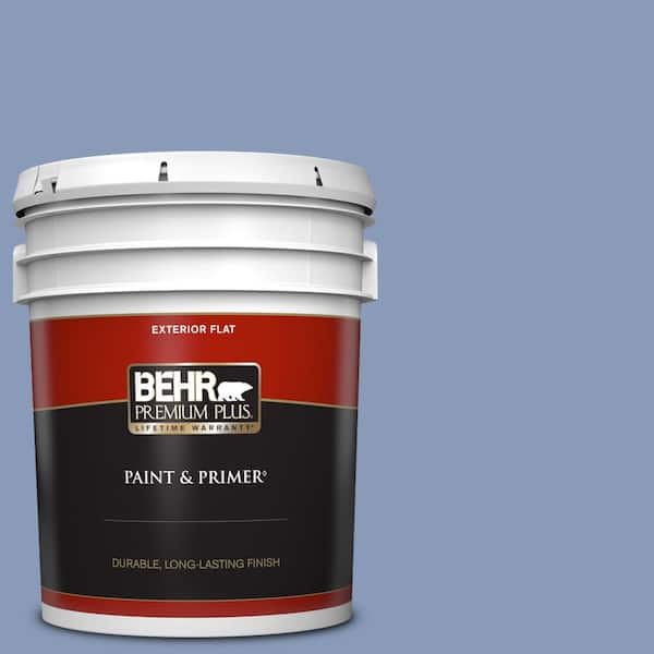 BEHR PREMIUM PLUS 5 gal. #610D-5 Blueberry Popover Flat Exterior Paint & Primer