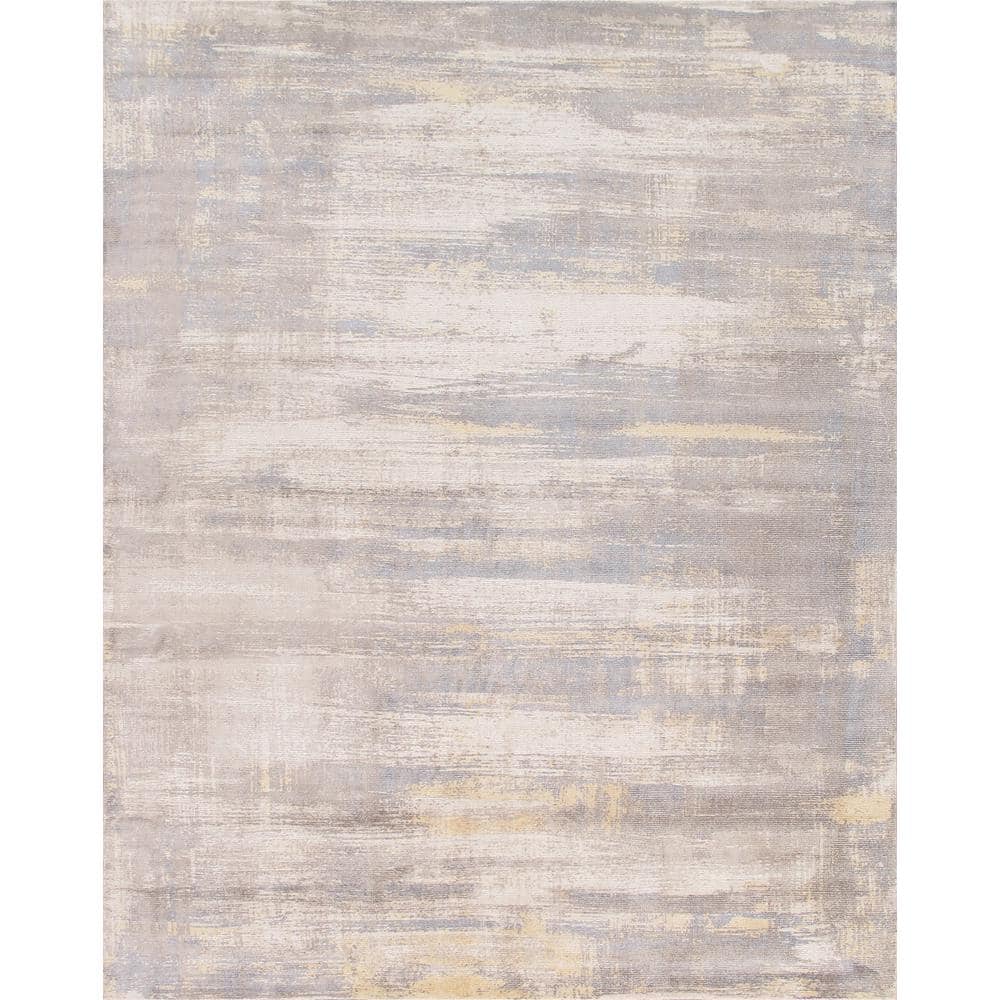 Hand-Loomed Ivory Elegance 5' x 8' Wool-Viscose Blend Area Rug