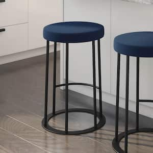 Iris 26 in. Blue Polyurethane / Black Metal Counter Stool