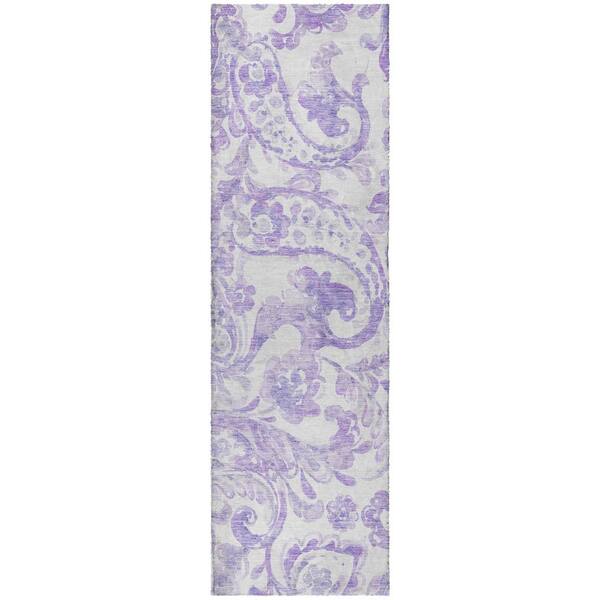 Dream Shag Premium Machine Washable Abstract ADS835 Lavender 2 ft. x 7 ft. Runner Rug