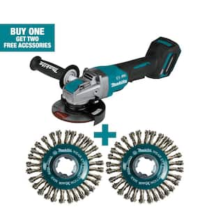 40V max XGT Brushless Cordless 5 in. X-LOCK Paddle Switch Angle Grinder with Bonus (qty 2) 4-1/2 in. Twist Wire Wheel