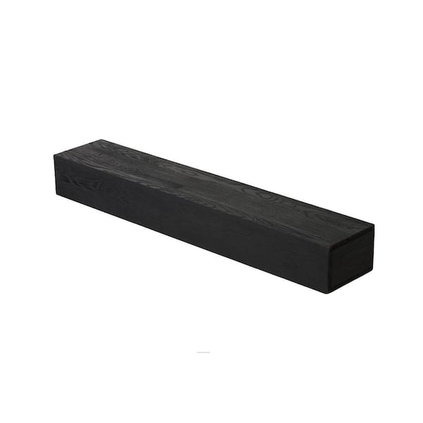 48 in. W x 9 in. D Black Solid Wood Decorative Wall Shelf Fireplace Mantel, Rustic Floating Wall Mounted Shelf for Decor
