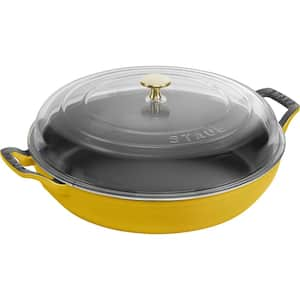 Cast Iron 3. 5 qt. Braiser with Glass Lid - Citron