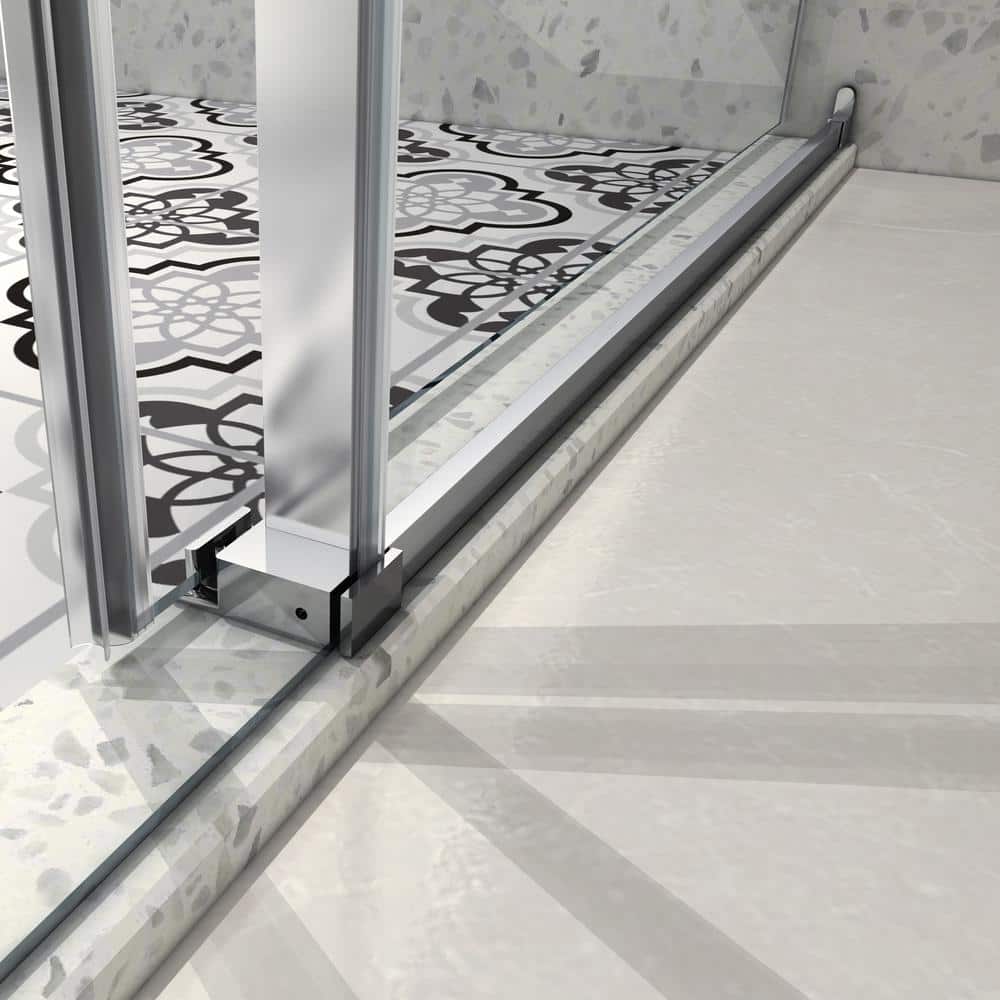 48'' W x 76'' H Clear Tempered Glass Frameless Shower Door
