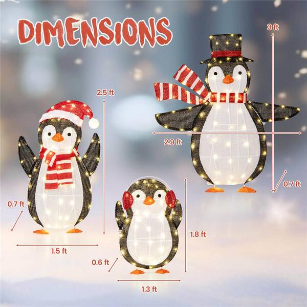 3ft online light up polar bear and penguin