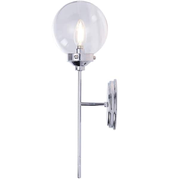 Vanity Art Farmhouse Vintage 1-Light Chrome Glass Globe Bath Sconce