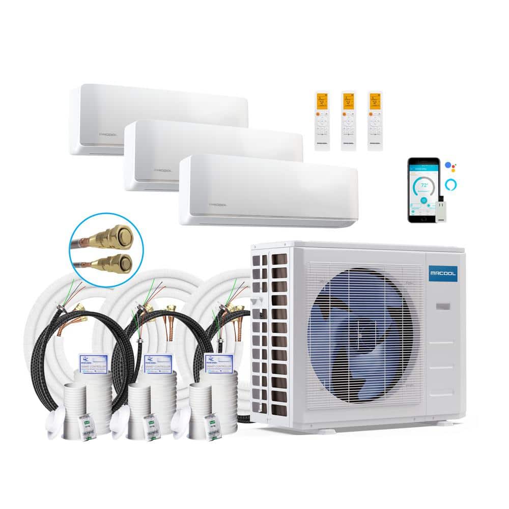 36k BTU White Multi-Zone Ductless Heat Pump System with Remotes