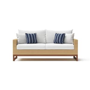Mili Wicker Outdoor Sofa with Sunbrella Centered Ink Cushions