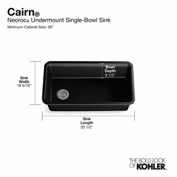 Kohler K-8199-CM1 Cairn 33-1/2 Neoroc Granite Composite