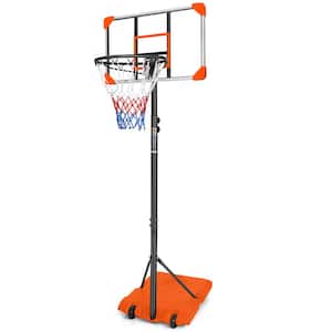 28 in. Backboard Portable Basketball Goal System with Stable Base and Wheels, Adjustable 5.6 to 7ft Basketball Hoop