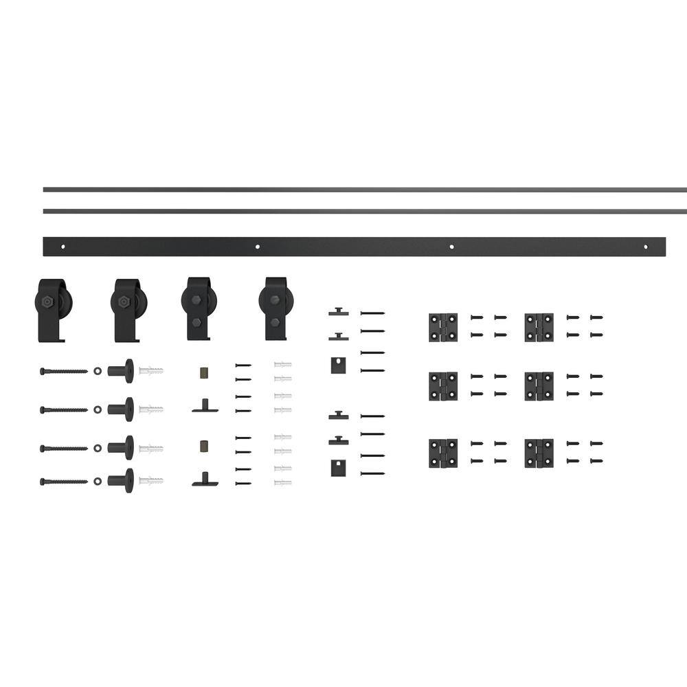 Light Gray MDF Double Bi-Fold Barn Door with Black Hardware
