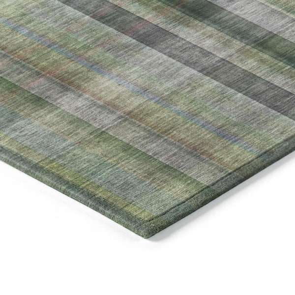 Green 10 ft. x 14 ft. Woven Plaid Rectangle Indoor/Outdoor Area Rug