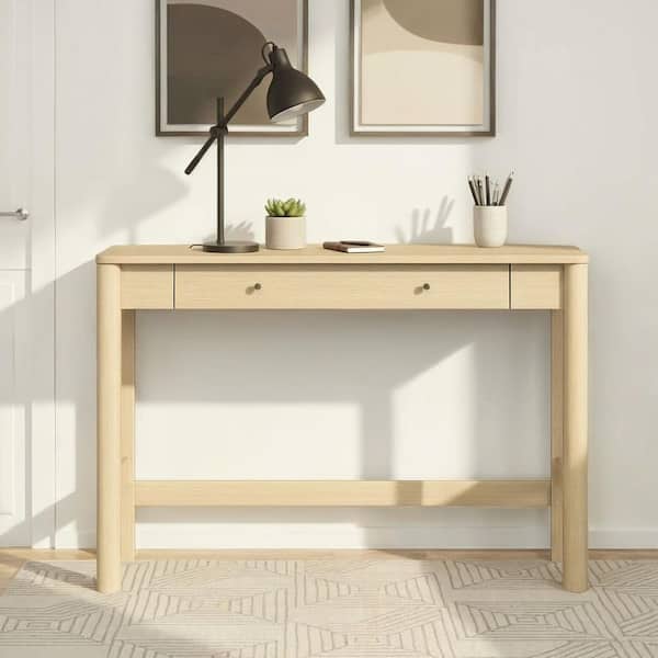 Penelope 44 in. Rectangular Coastal Oak MDF 1-Drawer Desk with Drawer Storage
