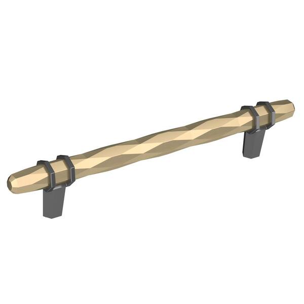 Amerock London 6-5/16 in. (160mm) Modern Golden Champagne/Black Chrome Bar Cabinet Pull