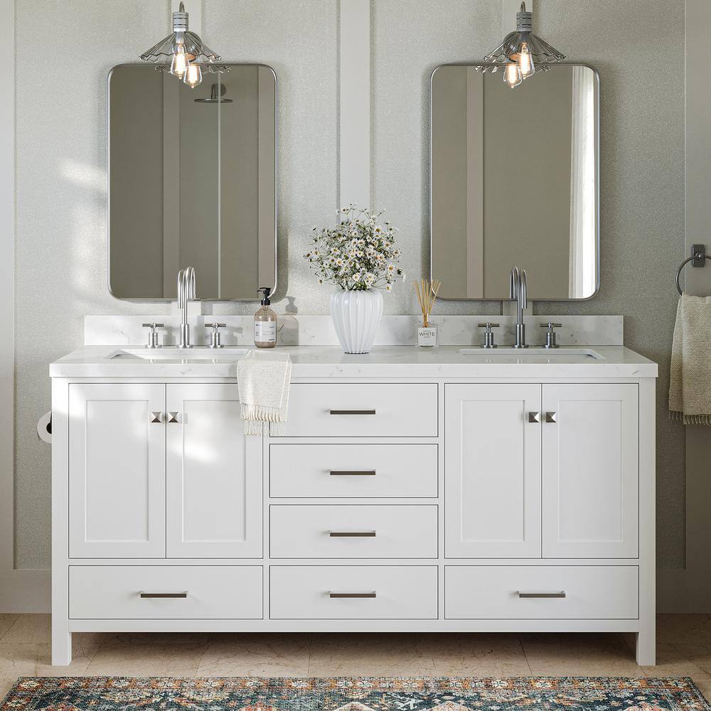 ARIEL Cambridge 72.25 in. W x 22 in. D x 36 in. H Double Sink ...