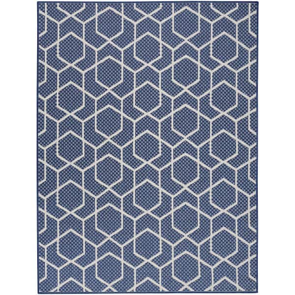 Nourison Horizon Navy 5 ft. x 7 ft. Indoor/Outdoor All-Over design Contemporary Area Rug