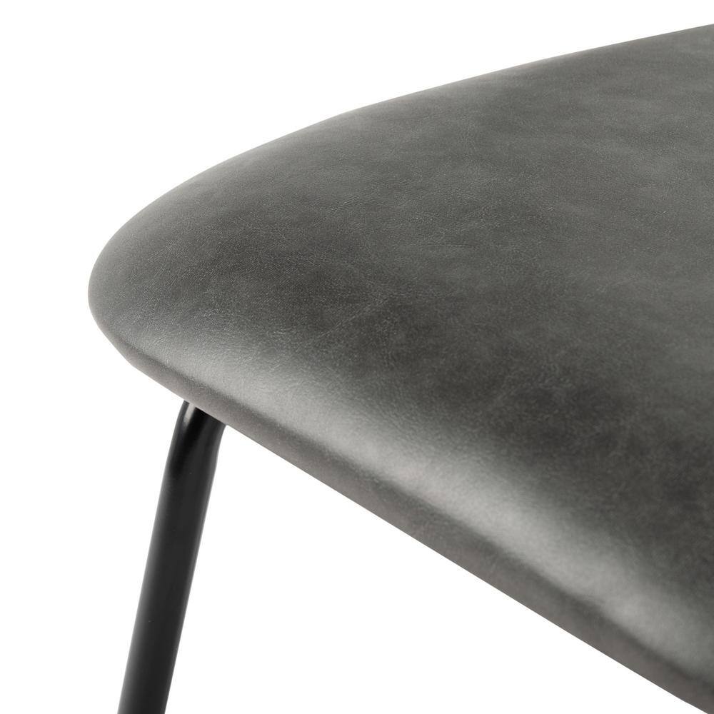 Gray Leather Upholstered Side Chair with Metal Frame, Set of 2