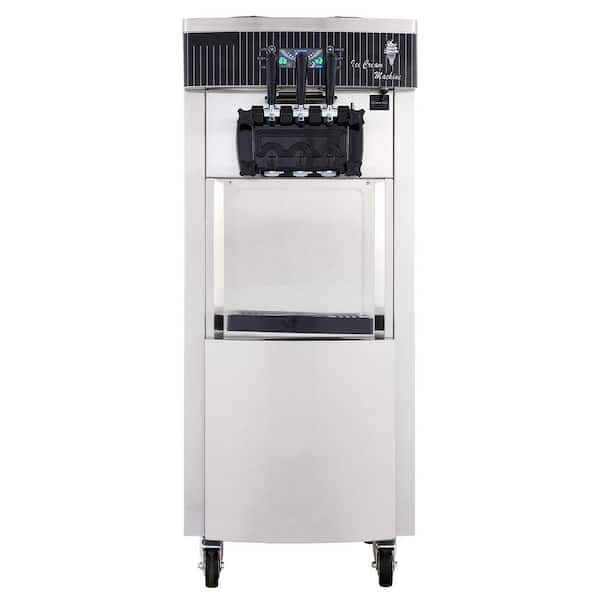 Commercial Soft Ice Cream Machine, 10.56 qt. Stainless Steel Ice Cream Maker with 2200 W Serve Yogurt Maker, 3 Flavors
