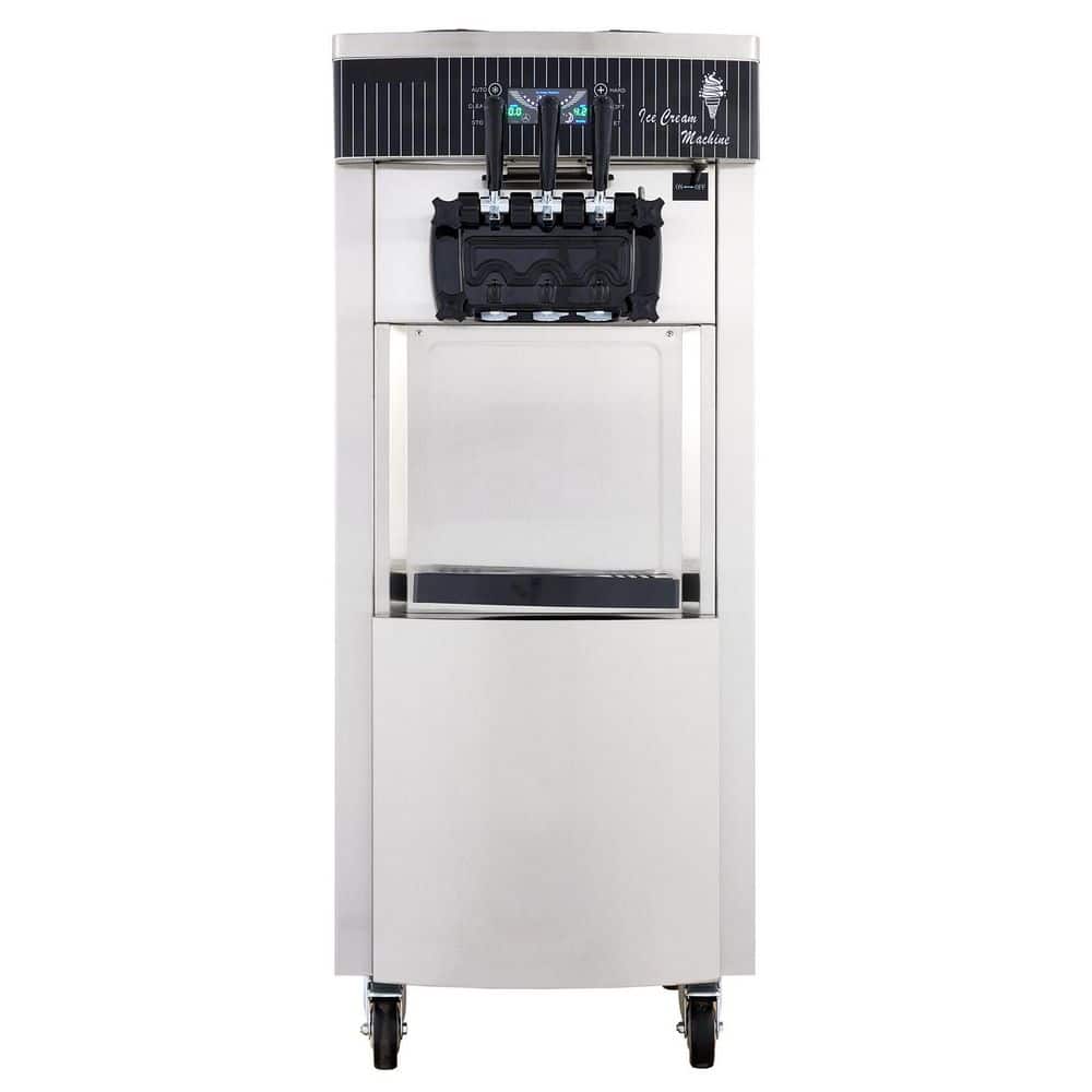 Commercial Soft Ice Cream Machine, 10.56 qt. Stainless Steel Ice Cream Maker with 2200 W Serve Yogurt Maker, 3 Flavors