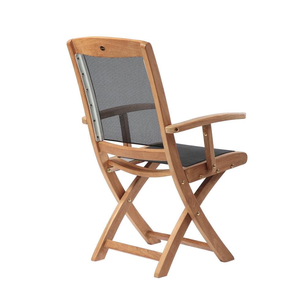 Colorado Honey Teak Folding Outdoor Dining Chair with Textilene Seat