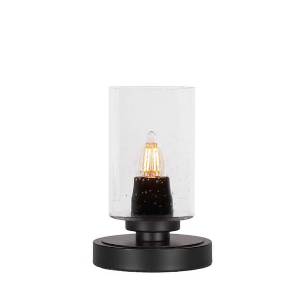 Unbranded Quincy 8 in. Matte Black Accent Lamp with Glass Shade