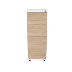 4-Drawer Sand Oak and White Wood 19.09 in. W Vertical File Cabinet