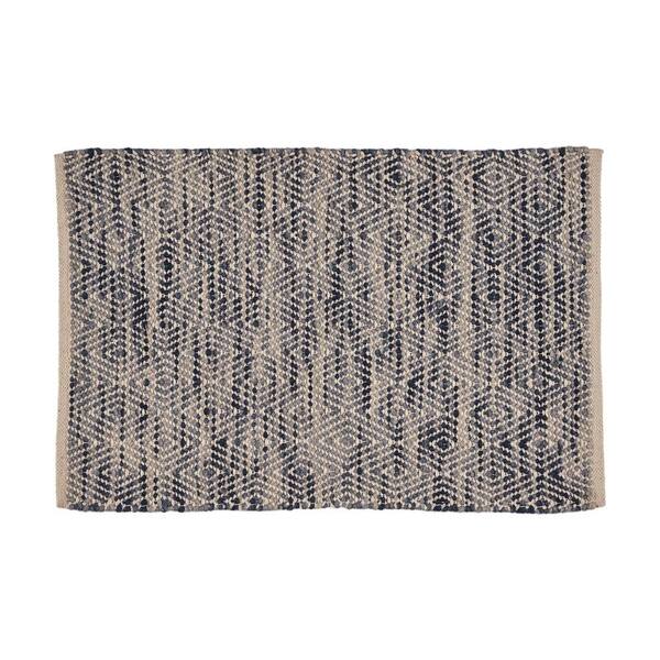 Unbranded Chellin Blue 2 ft. x 3 ft. Diamond-Patterned Wool and Cotton Scatter Rug