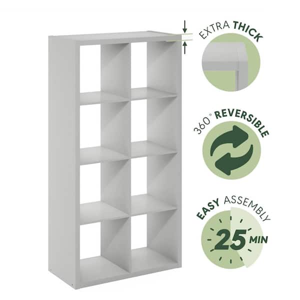 Furinno Cubicle 58 in. Tall Light Gray Wood 8-Shelf Open Back