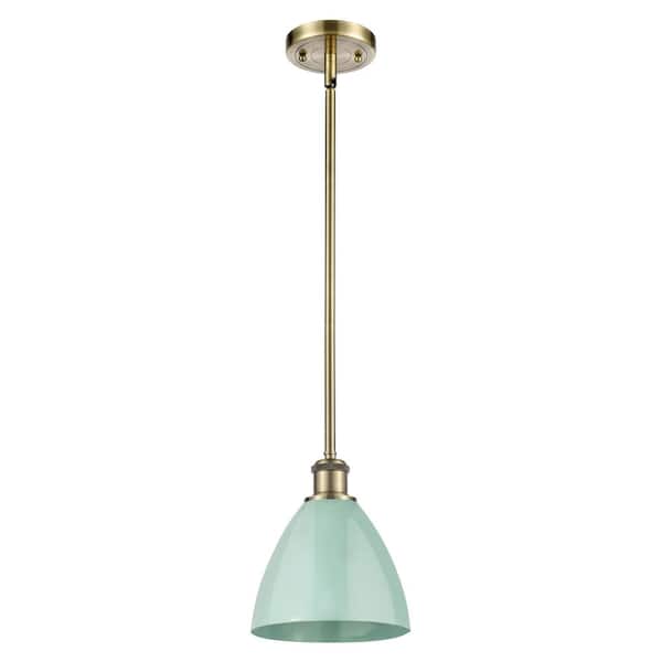 Innovations Plymouth Dome 100-Watt 1-Light Antique Brass Shaded Mini Pendant Light with Metal Shade
