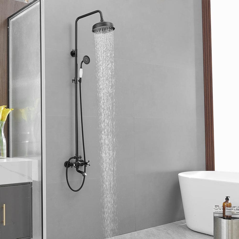 Matte Black Adjustable Height Dual Shower Head System