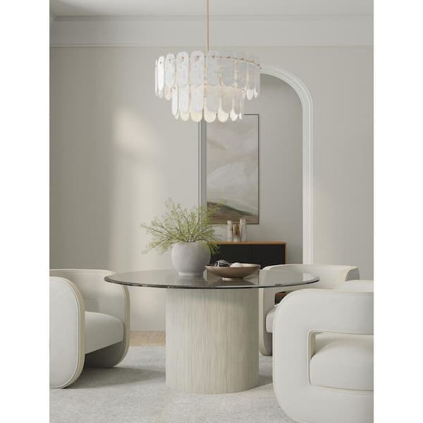 Oldmill 9-Light Legacy Brass Round Chandelier for Kitchen and Dining Room with Alabaster Glass Shades, No Bulbs Included