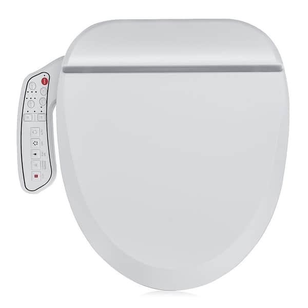 Elongated Smart Bidet Toilet Seat with Heated Water, Warm Air Dryer, LED Nightlight, Vortex Wash in White