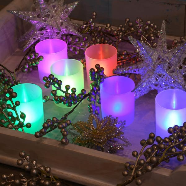 LUMABASE Flameless Votive Candles 2.25 in. Color Changing Plastic Frosted  Holders (6-Count) 81906 - The Home Depot