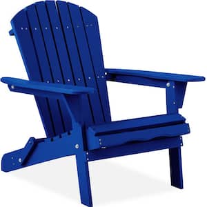 Blue Folding Wood Outdoor Adirondack Chair Set of 1
