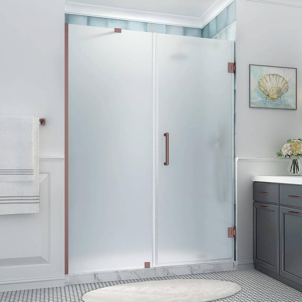 Belmore XL 66.25 - 67.25 in. x 80 in. Frameless Hinged Shower Door with Ultra-Bright Frosted Glass in Bronze price history on PriceWatchPro