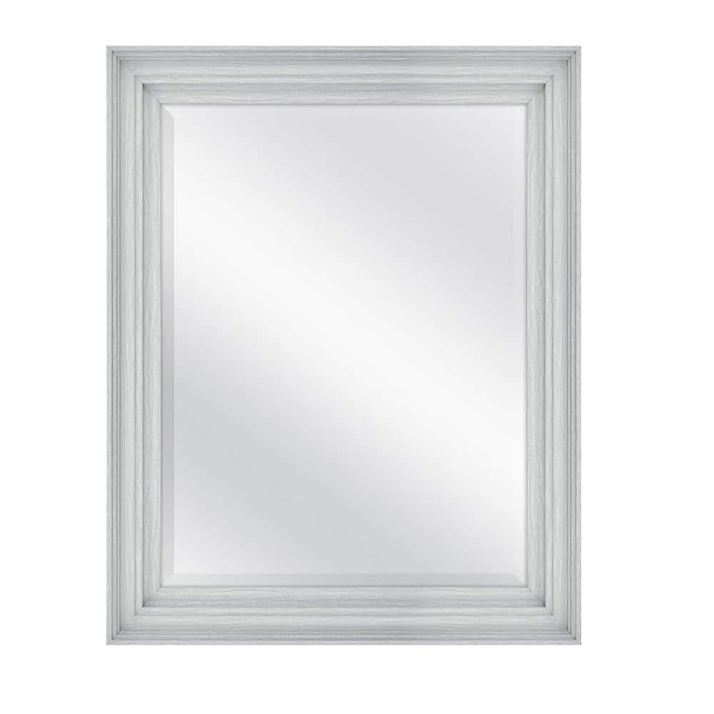 22 in. W x 28 in. H Rectangular Framed Wall Bathroom Vanity Mirror in Gray 