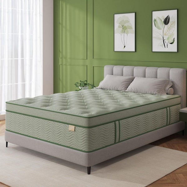 LuckyLotus Queen Medium Firm 14 in. Hybrid Gel Memory Foam Euro
