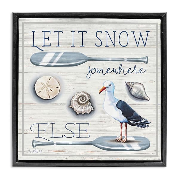 Stupell Industries Snow Somewhere Else by Elizabeth Tyndall 1 Piece Floater Frame Graphic Print Animal Poster Art Print 25 in. x 25 in.