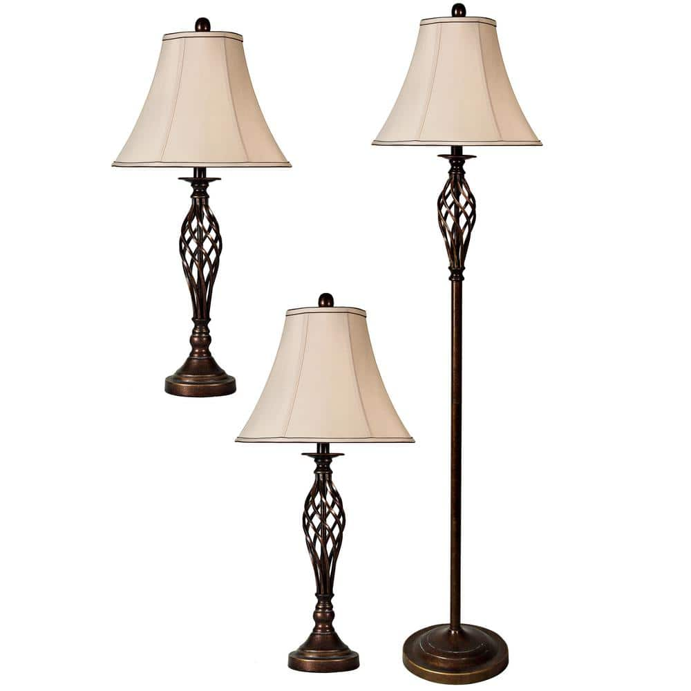 brass lamp set