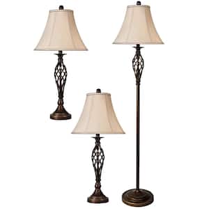 61 in. Barclay Brass Lamp Set (3-Piece)