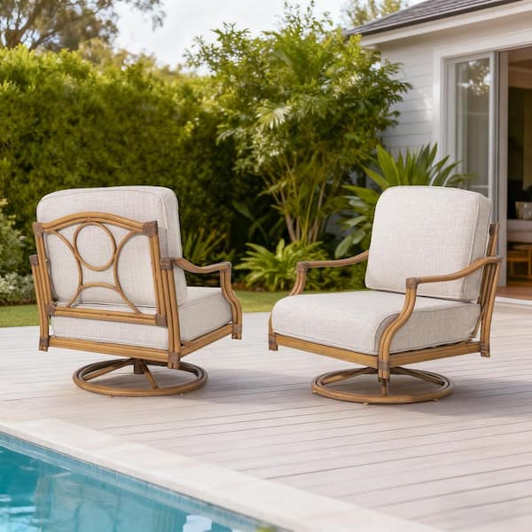 Arcadia Aluminum Outdoor Swivel Lounge Chair with Cushion (2-Pack)