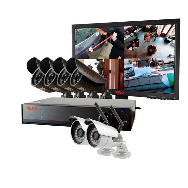 Revo Lite 8-Channel 1TB 960H DVR Surveillance System with (2) Wireless Cameras, 4 Wired Cameras and Monitor